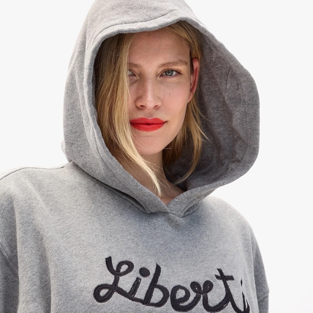 Clare V Gray Hoodie with Liberte Embroidery